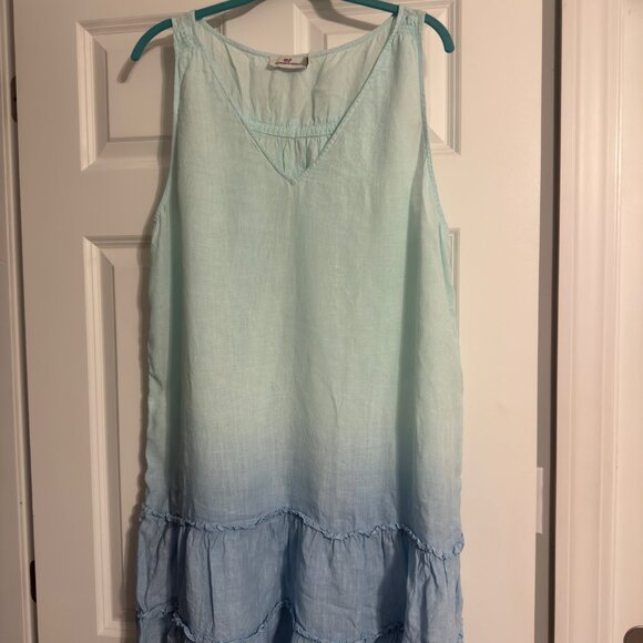 Like New! Vineyard Vines Linen Dip-Dye Ruffle Ombré Swim/Cover-Up Dress - XL - Picture 2 of 5